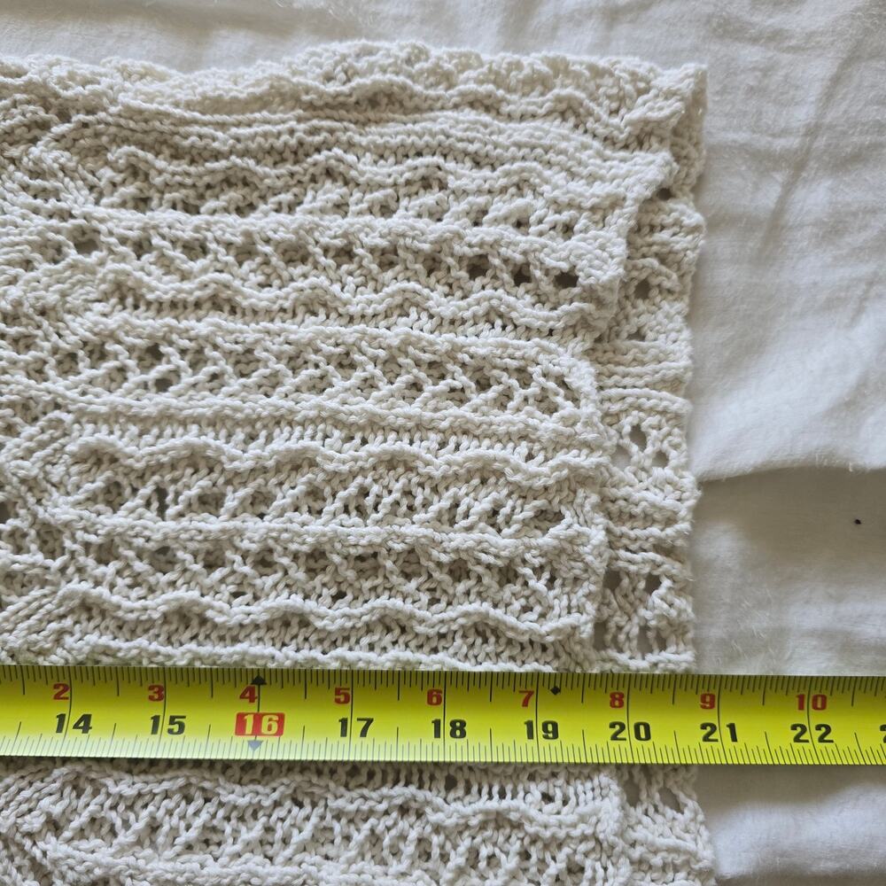 American Eagle Crochet Open Knit Polo Shirt Size M Cream Tassel Cottage Beachy - Picture 9 of 9